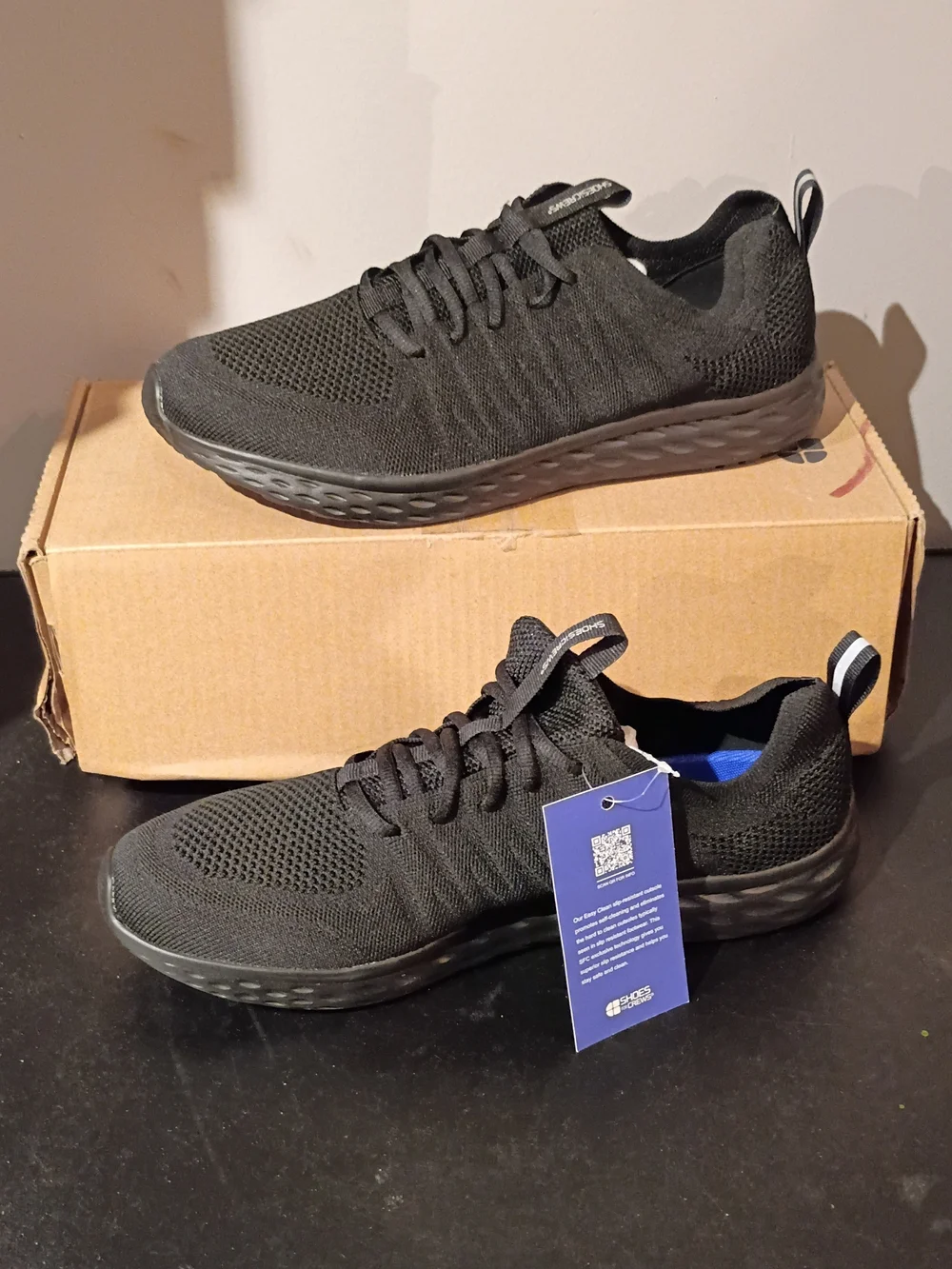 Shoes For Crews Black Knit Slip-Resistant Sneakers